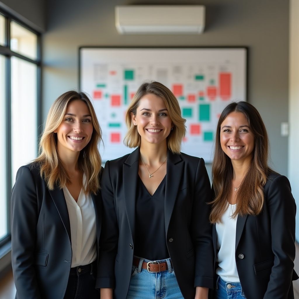 Fundadores de InverCursos en la primera oficina en Buenos Aires
