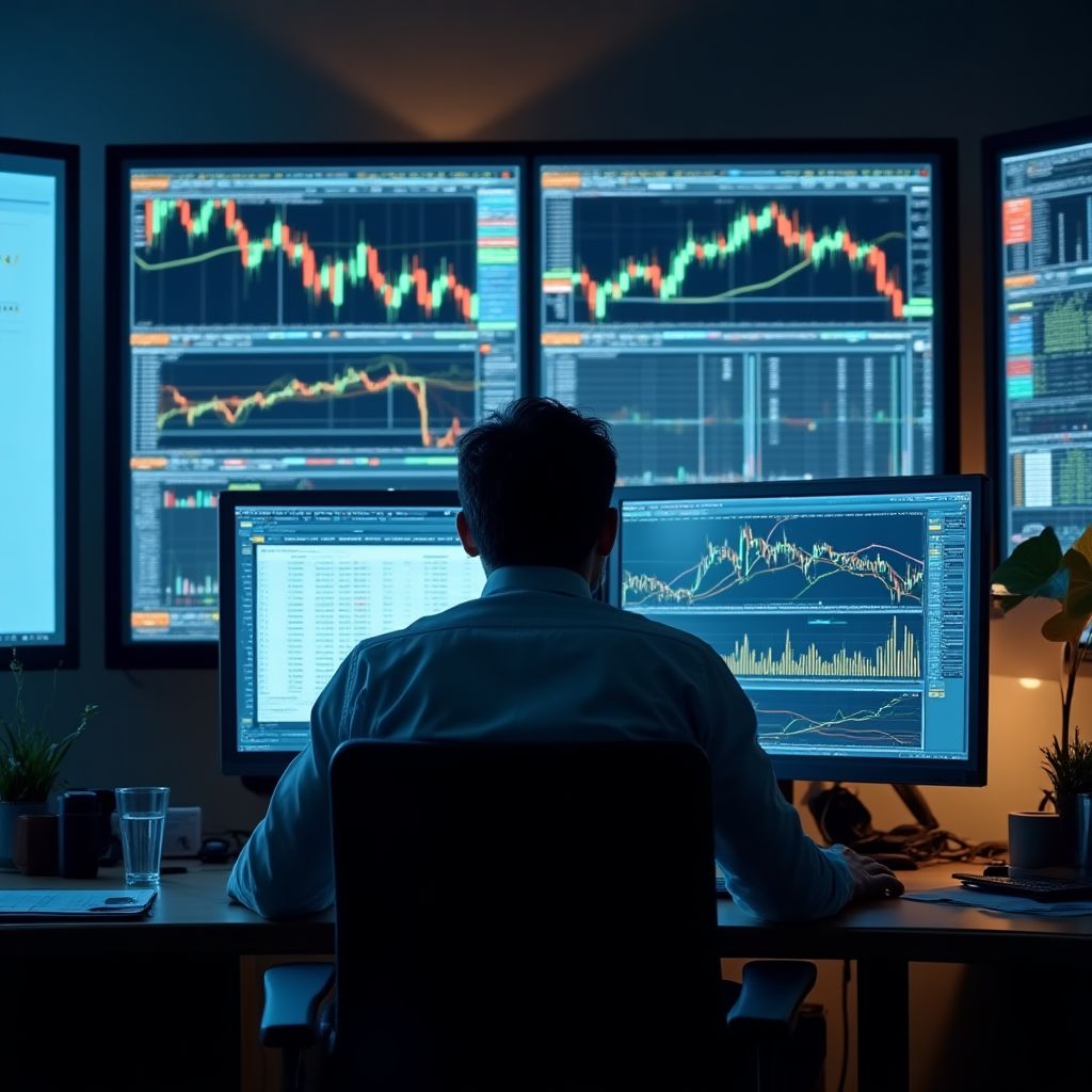 Trader analizando gráficos del mercado argentino
